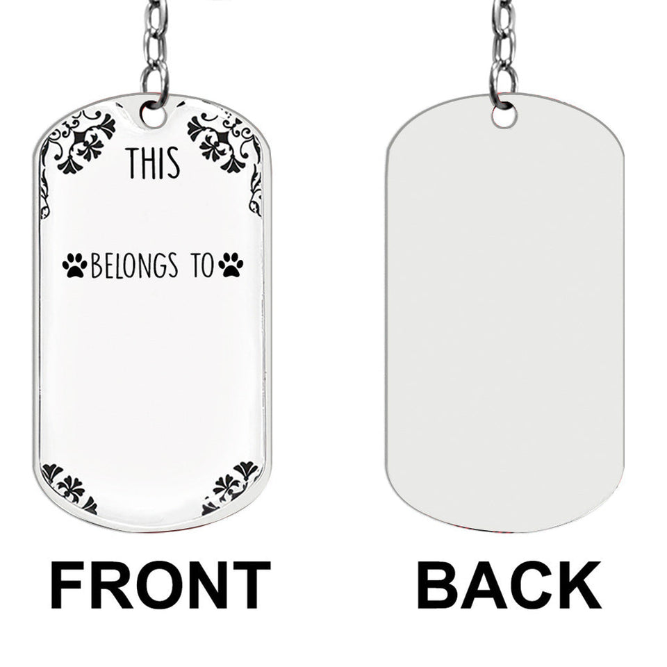 This Human Belongs To - Dog gift for cat lover - Personalized Stainless Steel Keychain