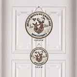 An Old Buck And His Sweet Doe Customized Round Wood Sign