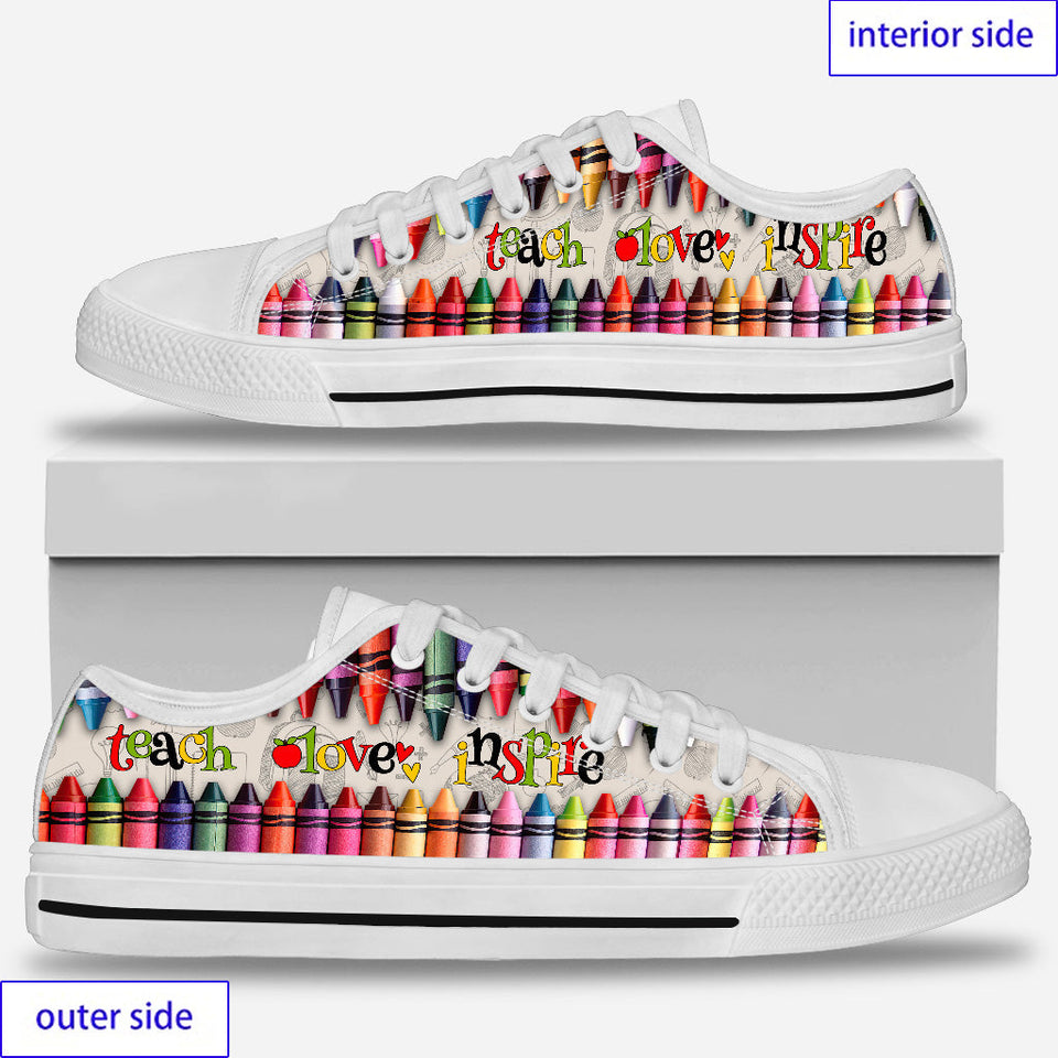 Teach Love Inspire Teacher Low Top Shoes 0622