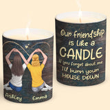 Our Friendship Is Like A Candle - Personalized Bestie Candle With Wooden Lid