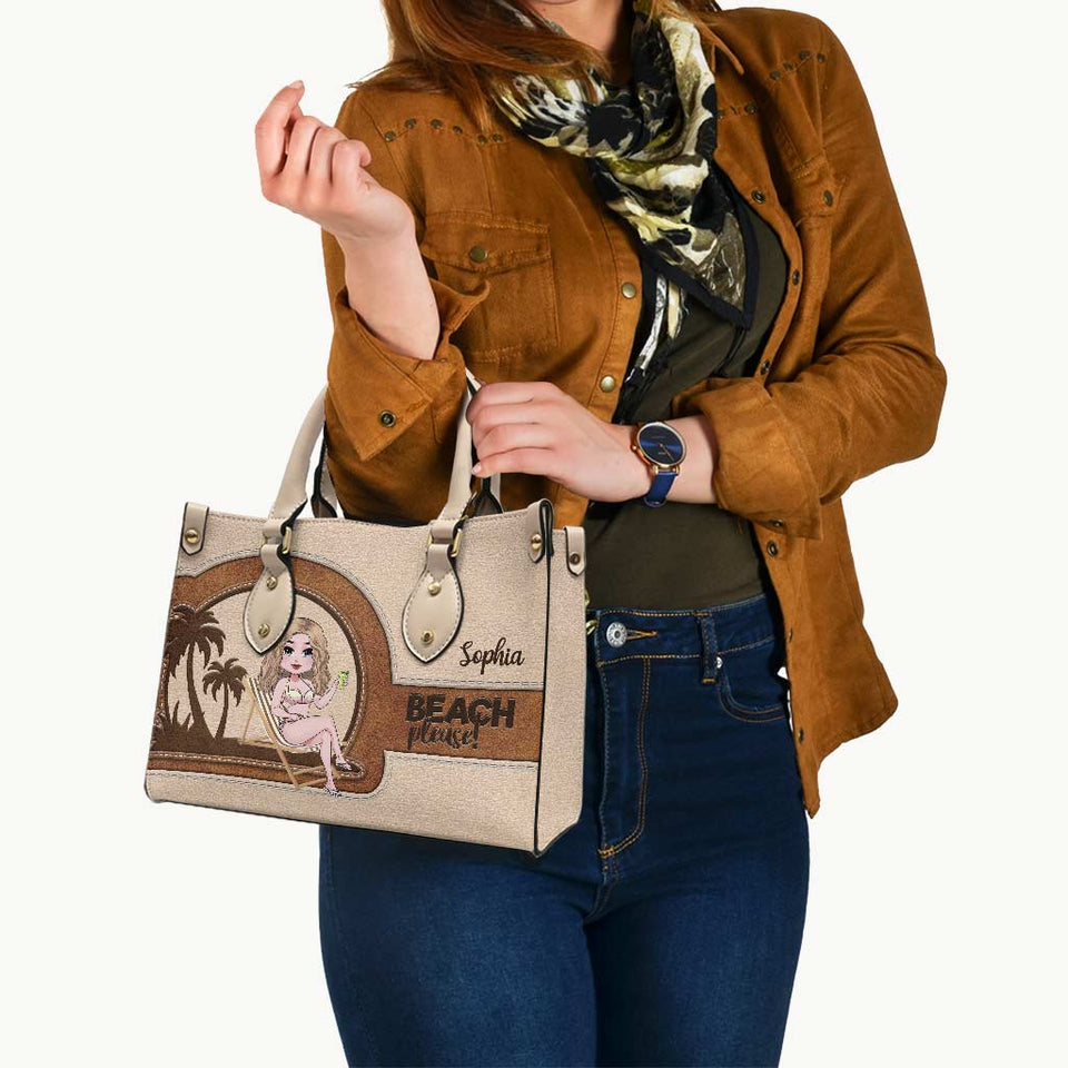 Beach Please - Personalized Sea Lover Leather Handbag