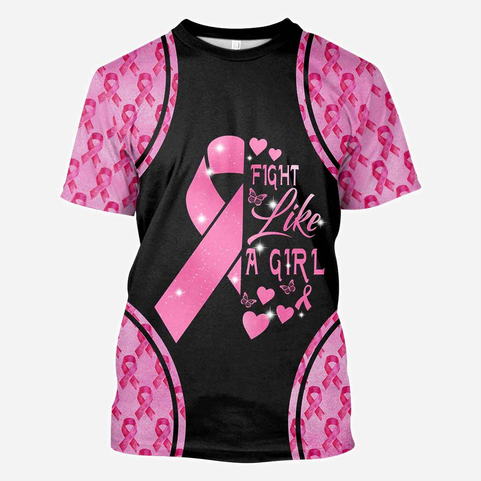 Fight Like A Girl - Breast Cancer Awareness All Over T-shirt and Hoodie 0822