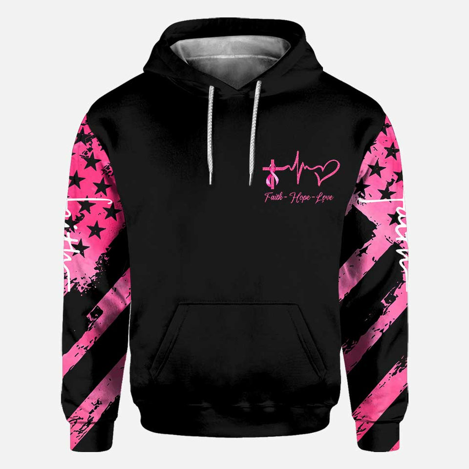 Faith Breast Cancer Cross Wings - Breast Cancer Awareness All Over T-shirt and Hoodie 0822