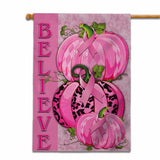 Croire au ruban rose et à la citrouille - Drapeau de la maison de sensibilisation au cancer du sein 0822
