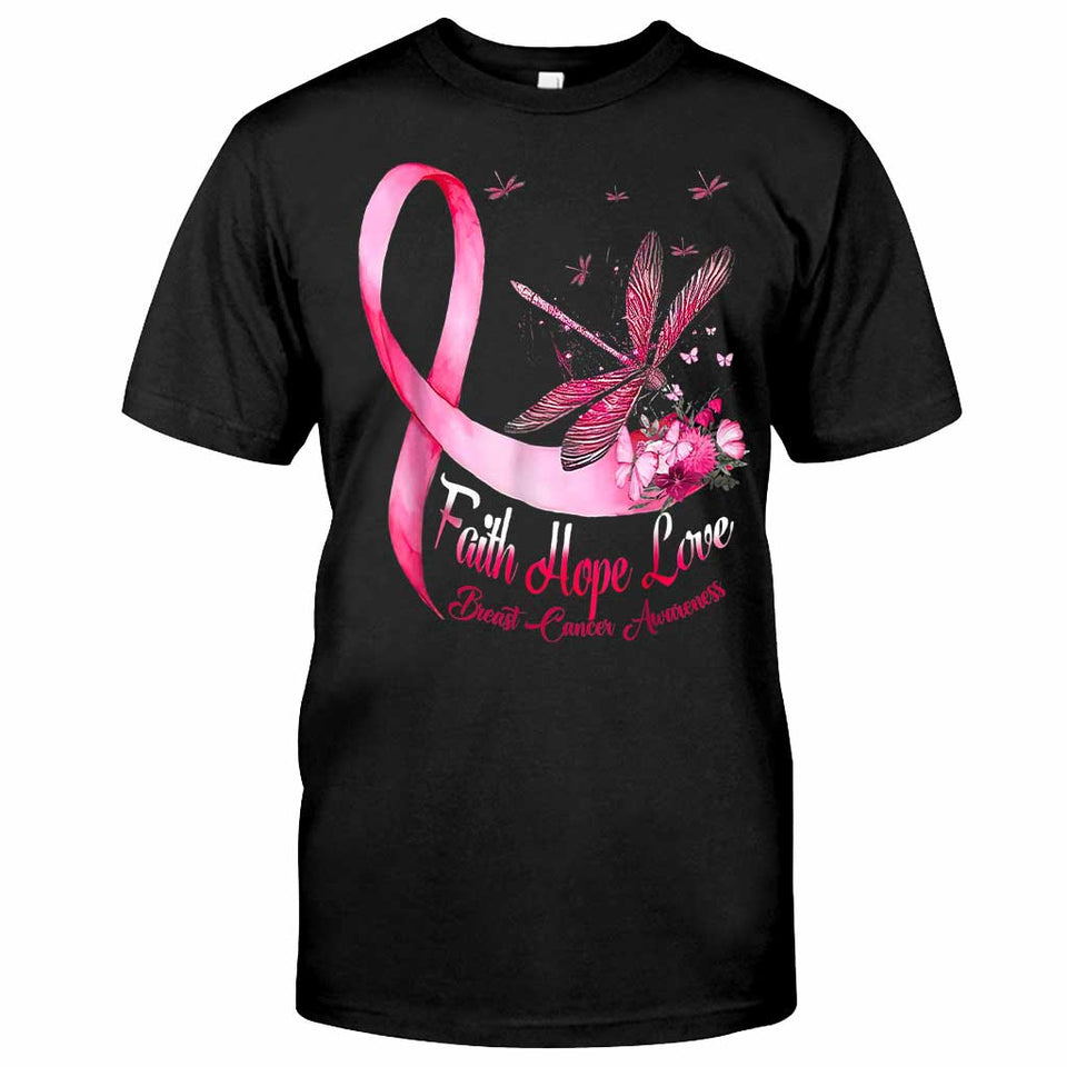 T-shirt et sweat à capuche Libellule Foi Espoir Amour - Sensibilisation au cancer du sein 0822