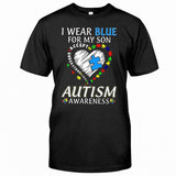 Je porte du bleu pour mon fils - T-shirt et sweat à capuche de sensibilisation à l'autisme 0921