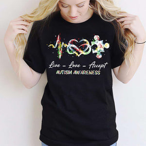 T-shirt et sweat-shirt « Vivre, aimer, accepter » – Sensibilisation à l’autisme 0921