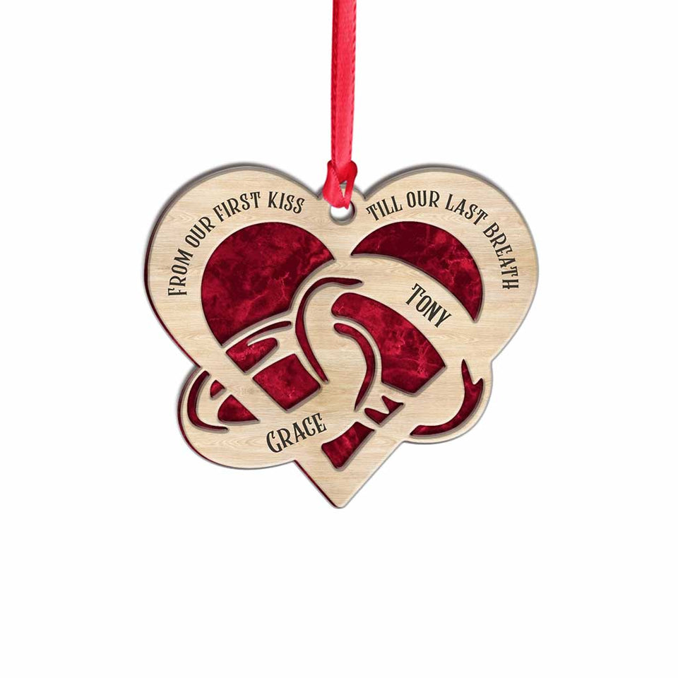 From Our First Kiss - Personalized Christmas Couple Layers Mix Ornament