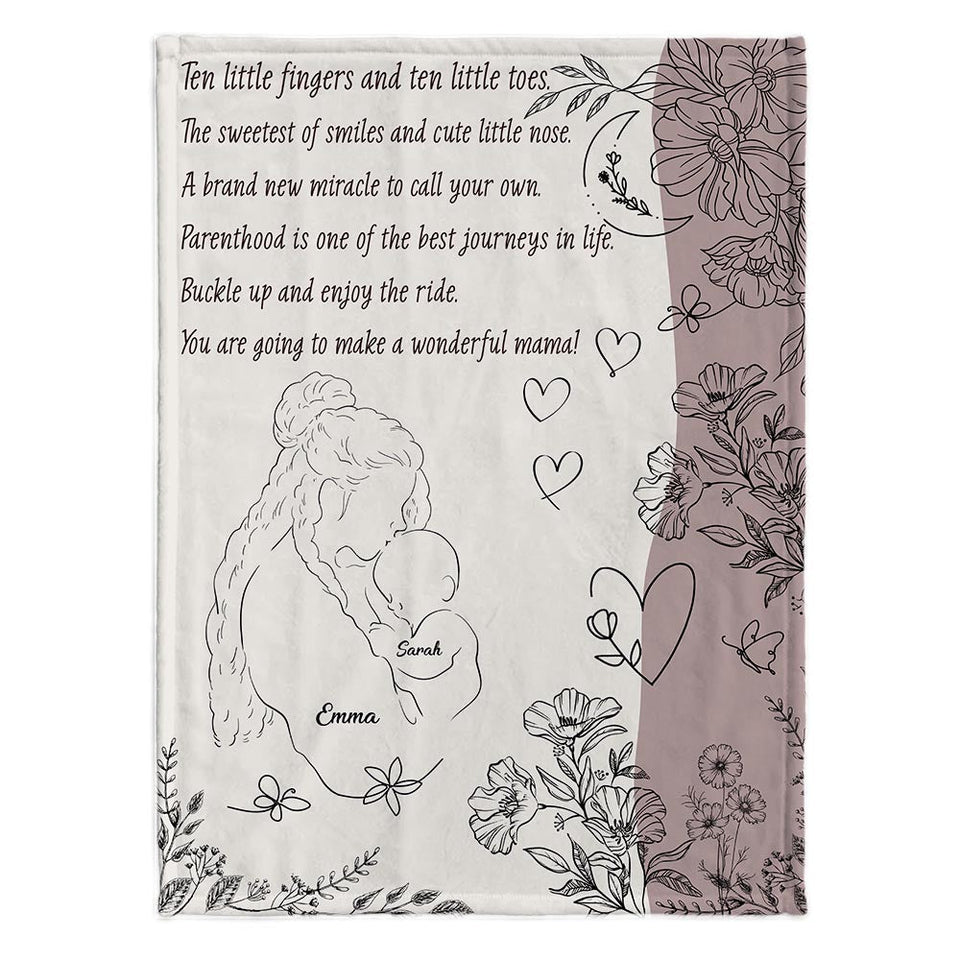 Ten Little Fingers And Ten Little Toes - Personalized Mother's Day Mother Blanket