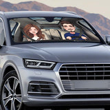 Adventure Awaits - Husband And Wife gift for wife, husband, girlfriend, boyfriend, mom, dad - Personalized Car Sunshade