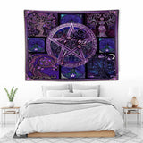 Magical Witch Pentagram Roses - Witch Wall Tapestry