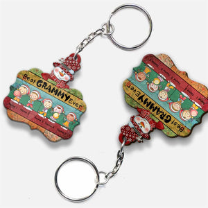 Best Mimi Claus - Personalized Christmas Grandma Keychain (Printed On Both Sides)