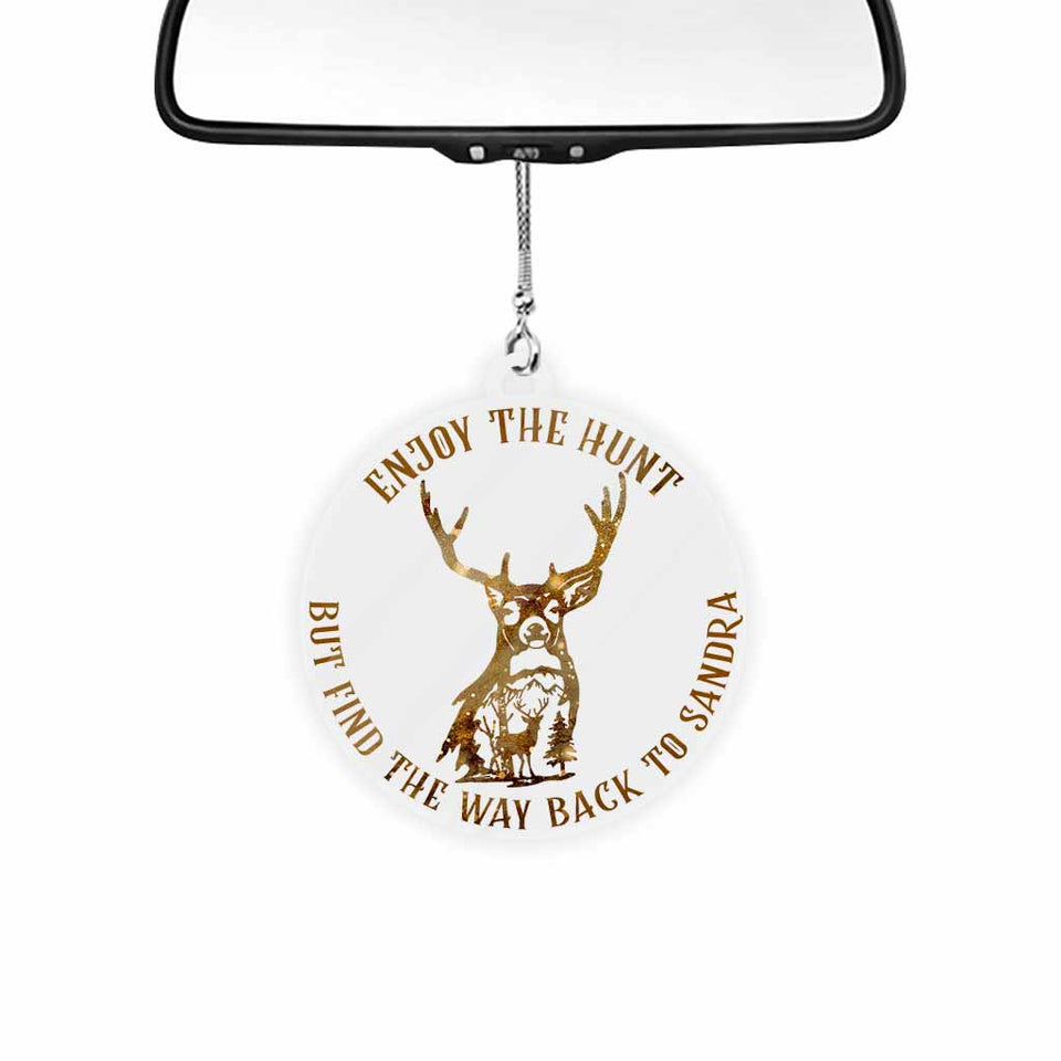 Enjoy The Hunt But Find Way Back To Me - Personalized Couple Hunting Transparent Car Ornament