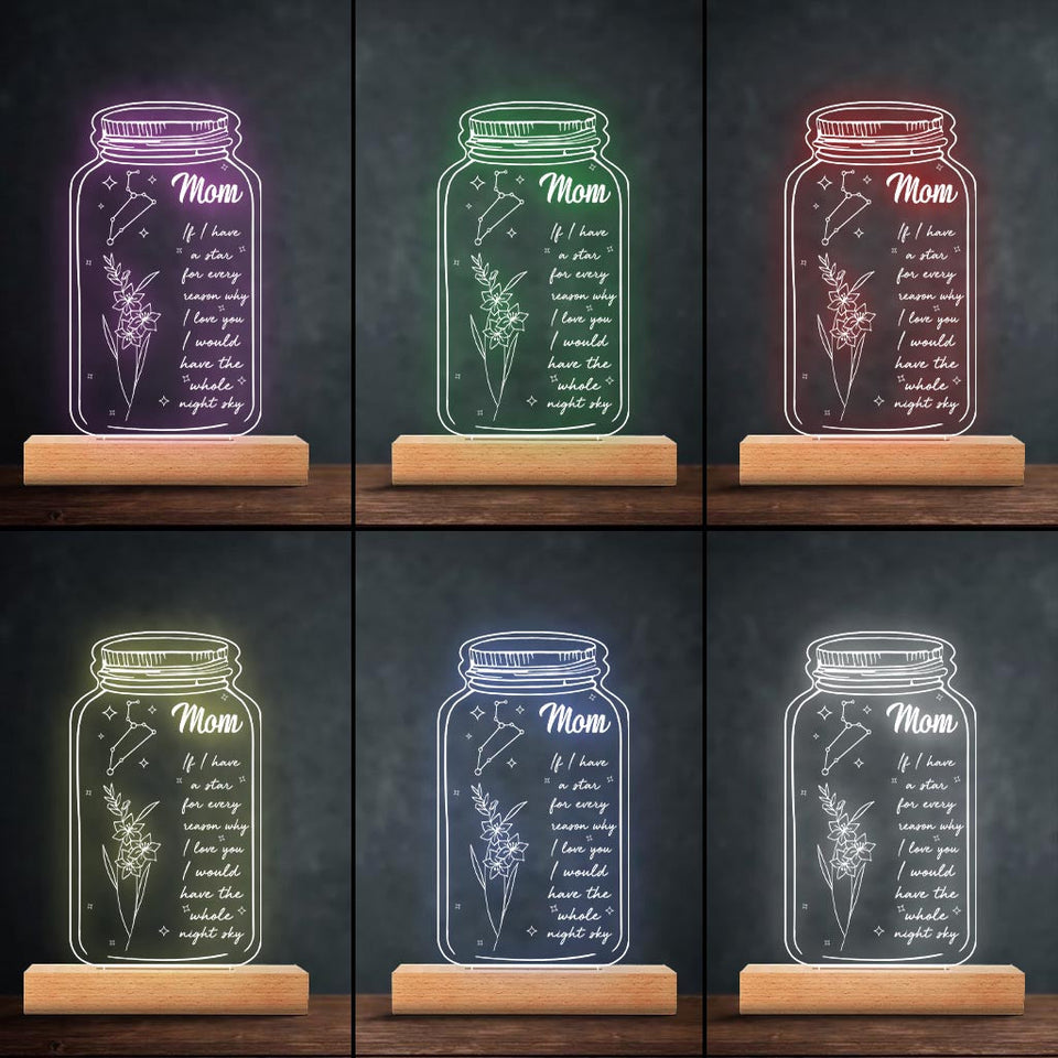 If I Had A Star Birth Flower Zodiac Sign - Gift for mom, grandma, daughter, wife, girlfriend, dad, grandpa, boyfriend, husband - Personalized Shaped Plaque Light Base