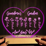 Grandma's Garden - Gift for grandma, mom, aunt, grandpa - Personalized Shaped Plaque Light Base
