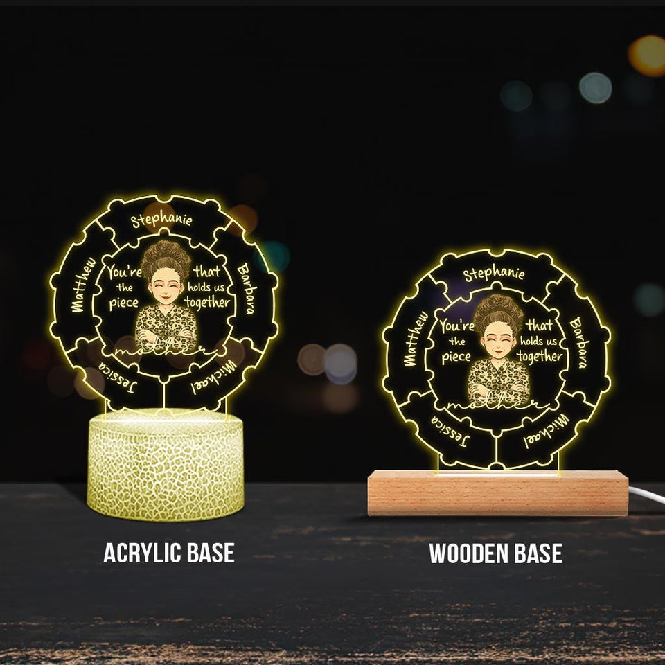 Mom Qualities - Gift for mom, grandma, wife - Personalized Shaped Plaque Light Base