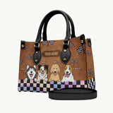 Racing Girls And Her Dogs - Personalized Racing Leather Handbag