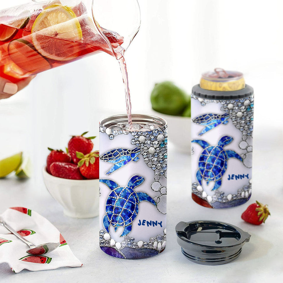 Salty Lil Beach - Personalized Turtle Can Cooler