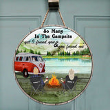 So Many In The Campsite Personalized Round Wood Sign
