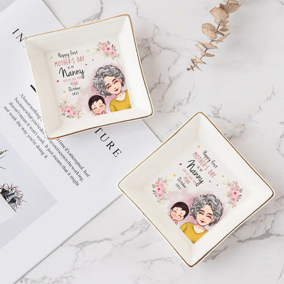 Happy Mother's Day - Personalized Mother's Day Grandma Jewelry Dish