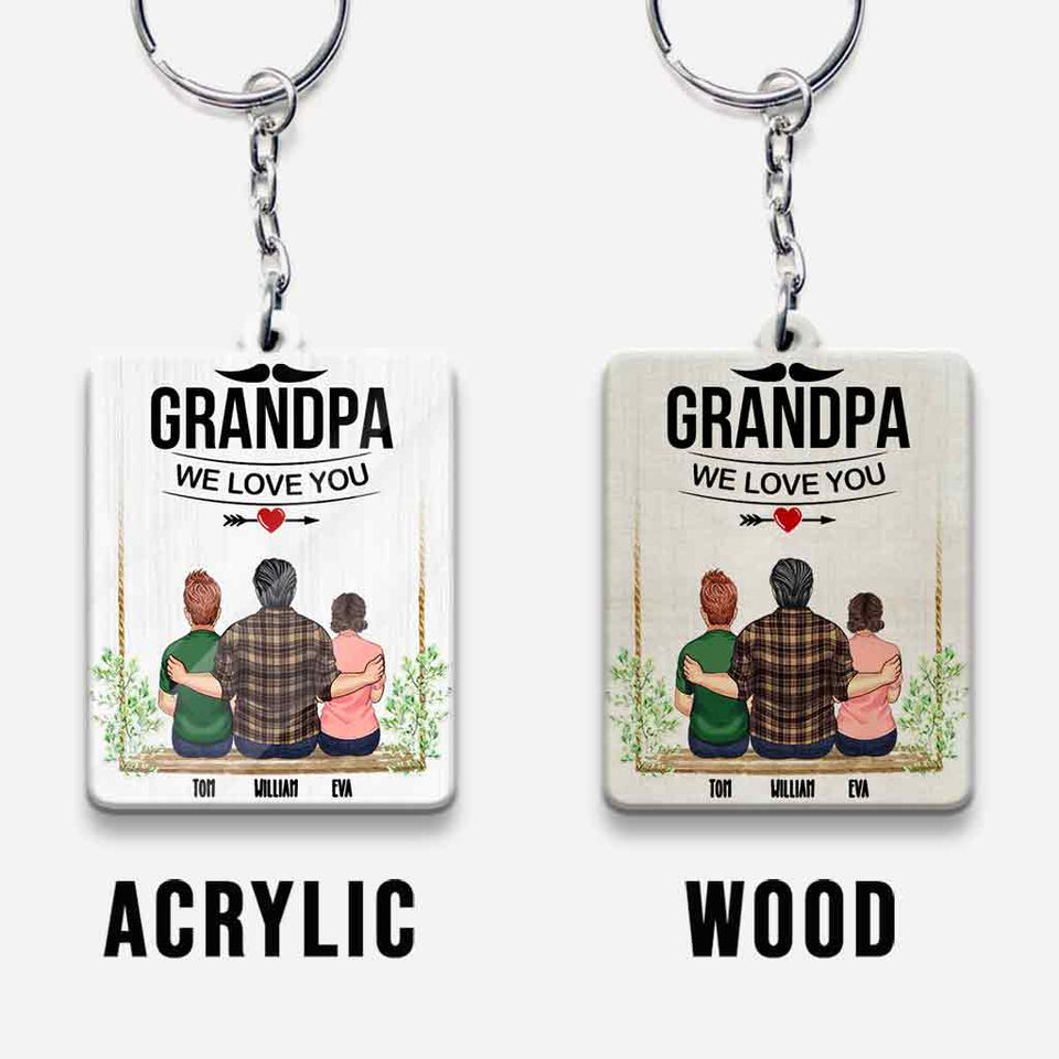Grandpa We Love You - Personalized Grandpa Keychain (Printed On Both Sides)