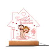 Together We Make A Family - Personalized Couple Shaped Plaque Light Base