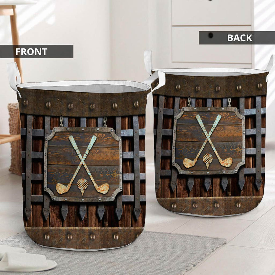 Golf Metal Pattern Print Storage Basket