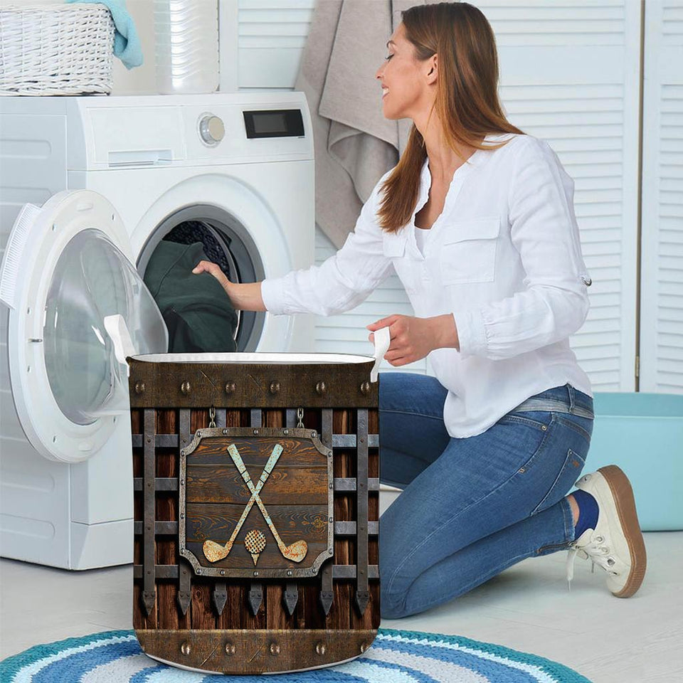 Golf Metal Pattern Print Storage Basket