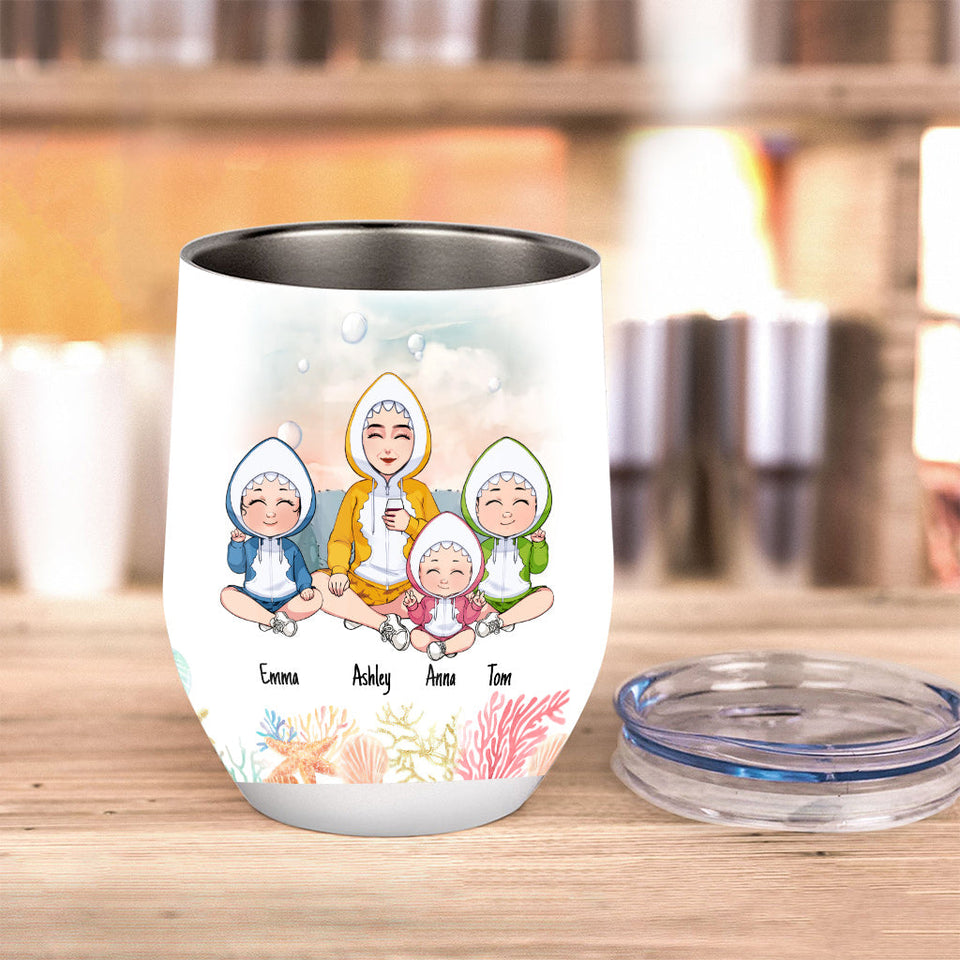 Mommy Shark Needs A Drink Do Do Do - Personalized Mother Wine Tumbler