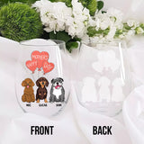 I Love You Mom - Personalized Mother's Day Dog All Over Wine Glass