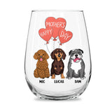 I Love You Mom - Personalized Mother's Day Dog All Over Wine Glass