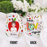 Teach Love Inspire - Personalized Teacher All Over Wine Glass