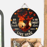 An Old Buck - Hunting  Personalized  Round Wood Sign
