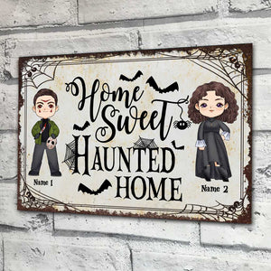 Home Sweet Haunted Home - Personalized Halloween Couple Rectangle Metal Sign
