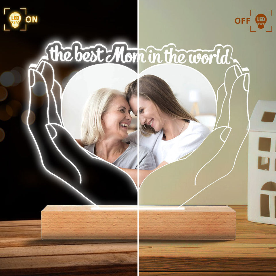 The Best Mom In The World - Personalized Mother's Day Mother Shaped Plaque Light Base