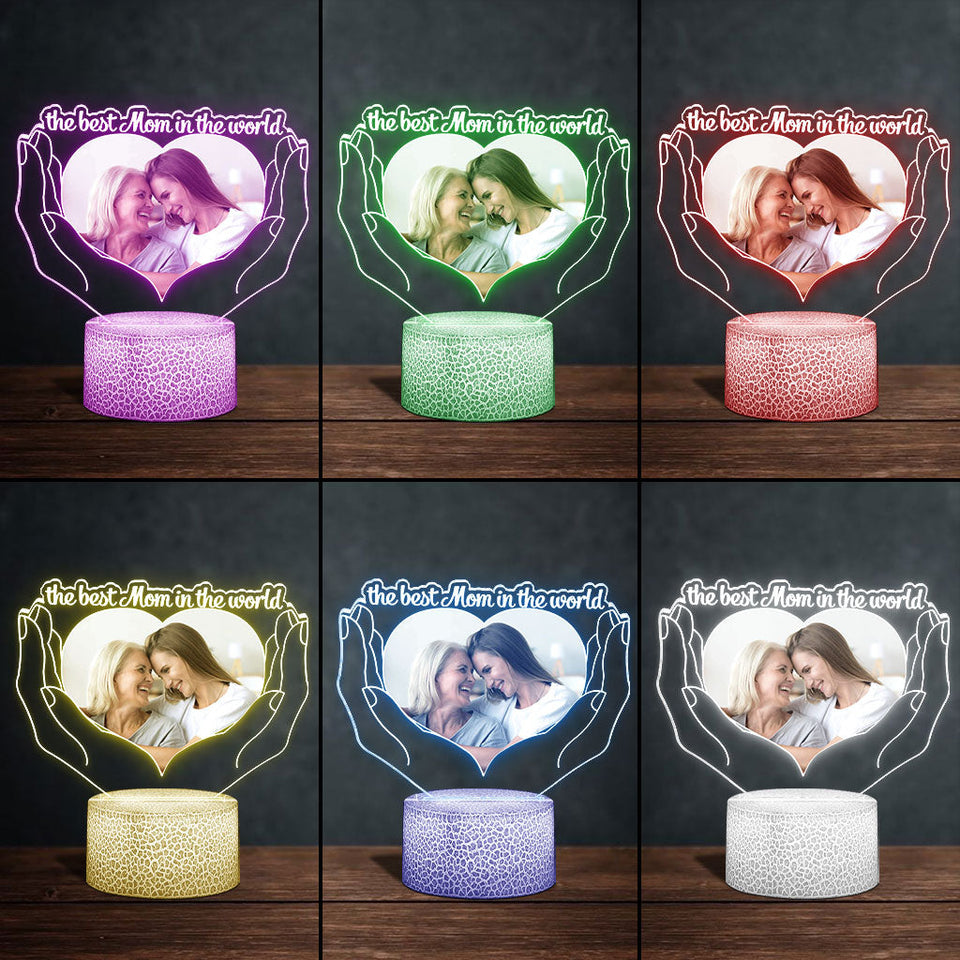 The Best Mom In The World - Personalized Mother's Day Mother Shaped Plaque Light Base