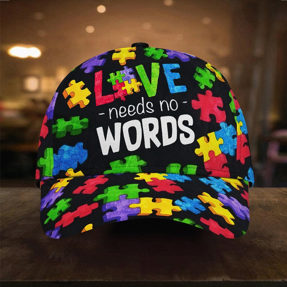 L'amour n'a pas besoin de mots - Casquette de sensibilisation à l'autisme