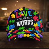 L'amour n'a pas besoin de mots - Casquette de sensibilisation à l'autisme