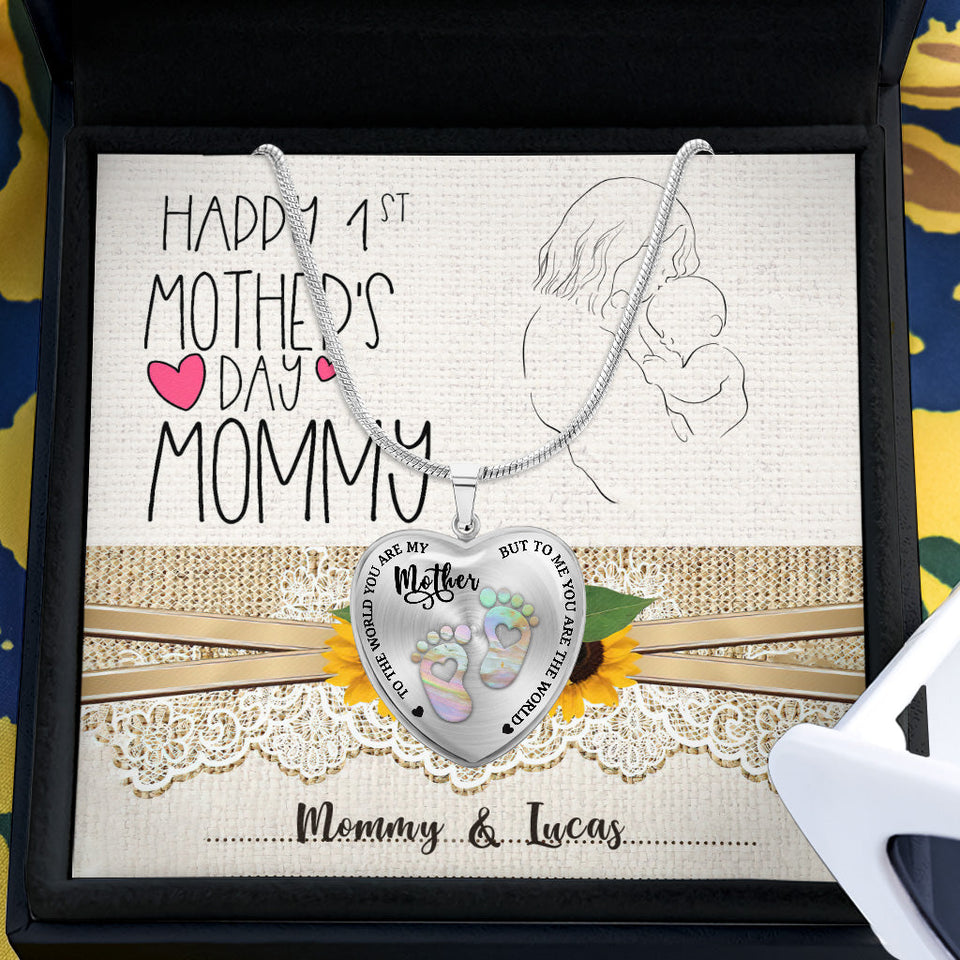 To The World - Personalized Mother's Day Mother Heart Pendant Necklace