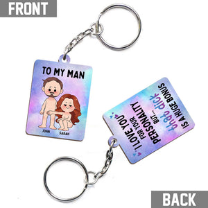 I Love You For Your Personality - Personalized Couple Couple Keychain (Printed On Both Sides)