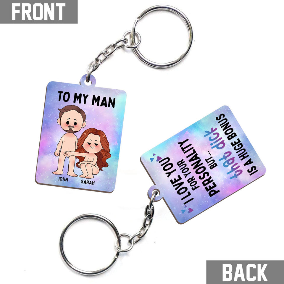 I Love You For Your Personality - Personalized Couple Couple Keychain (Printed On Both Sides)