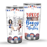 Red White And Boozy - Personalized Independence Day Bestie Tumbler