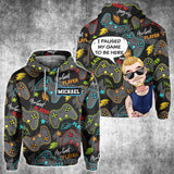 I Paused My Game To Be Here - Personalized Video Game All Over Shirt