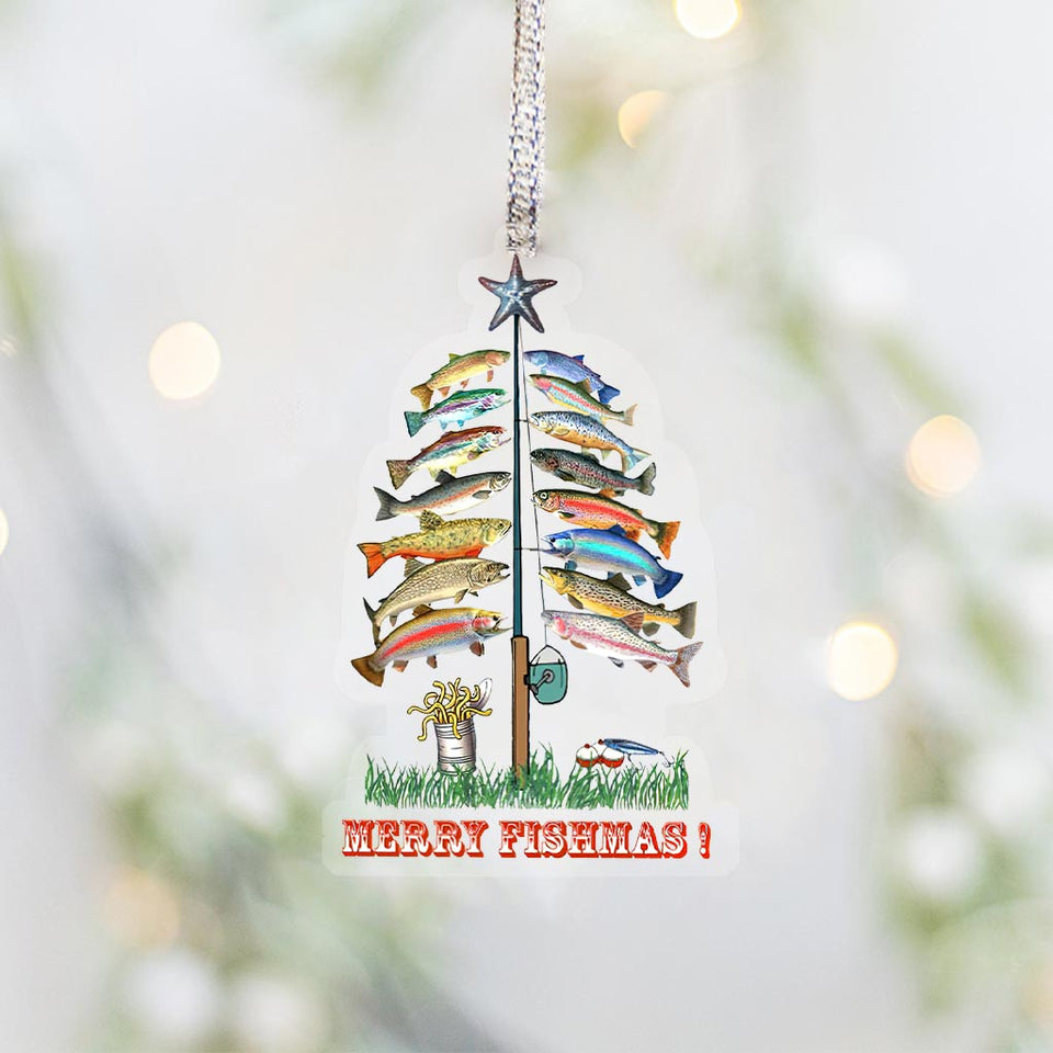Merry Fishmas - Christmas Fishing Transparent Ornament
