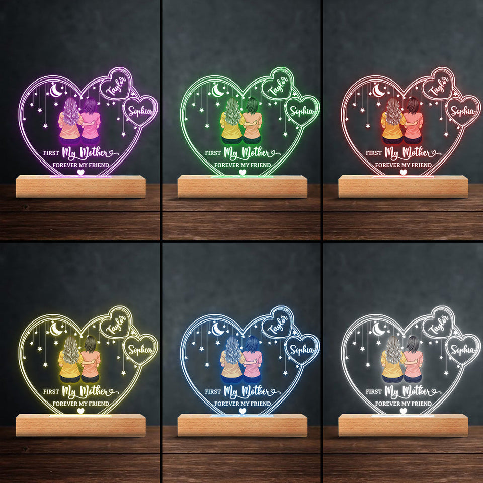 I Love You Mom - Personalized Mother's day Mother Shaped Plaque Light Base