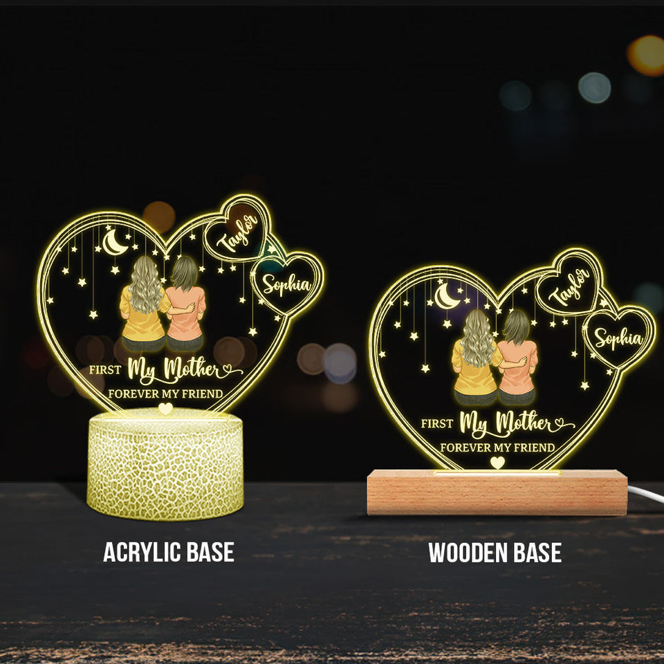 I Love You Mom - Personalized Mother's day Mother Shaped Plaque Light Base