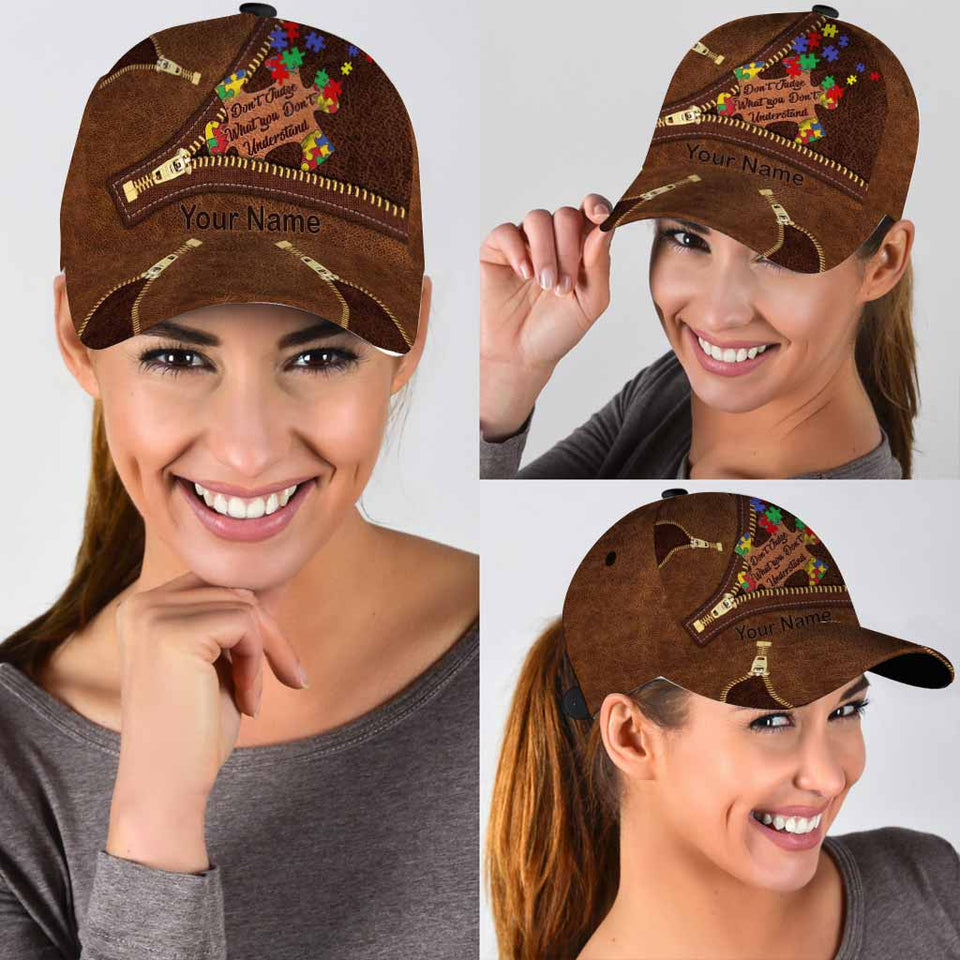 Ne jugez pas ce que vous ne comprenez pas. Casse-tête pour l'autisme. Casquette classique personnalisée.