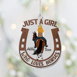 Just A Girl Who Loves Horse - Personalized Horse Transparent Ornament