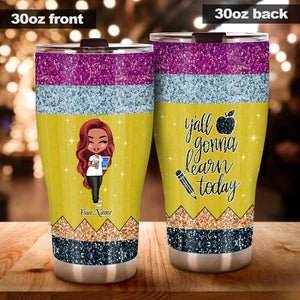 Teaching Is A Work of Heart - Personalized Teacher Tumbler With 3D Pattern Print