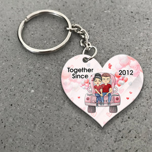 Together Since - Personalized Couple Keychain (Printed On Both Sides)